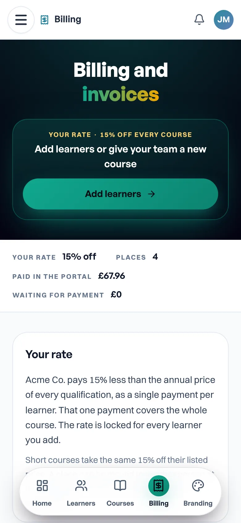 Billing on a phone